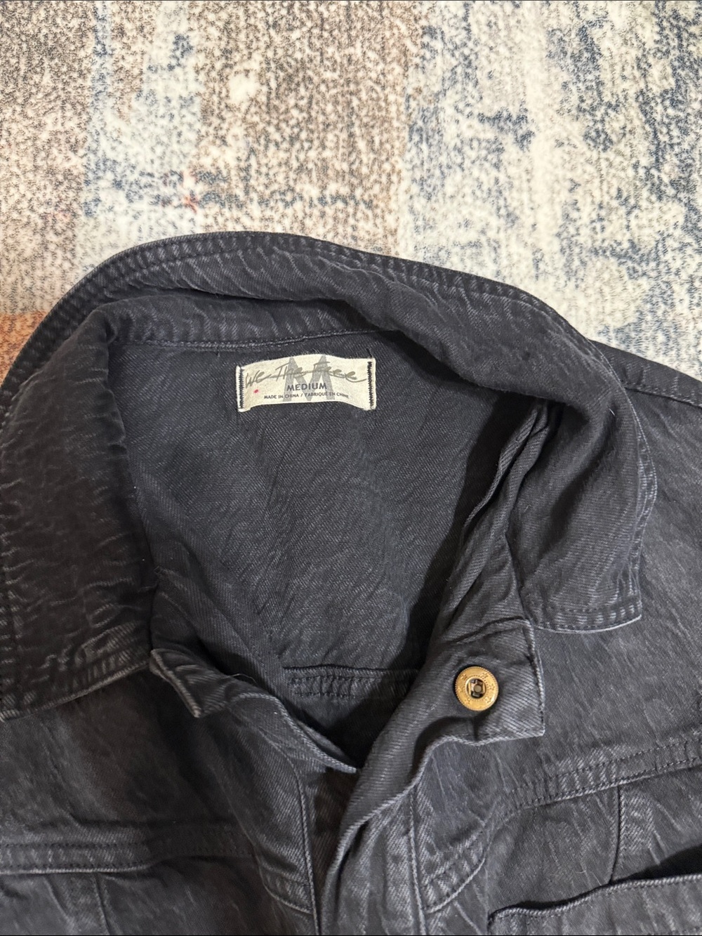 We the Free Black Denim Belted Shirt Jacket-Dress - Picture 3 of 6